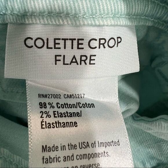 PAIGE Colette Crop Flare High Rise Slim Jeans in seafoam green Brand New size 24 - Picture 12 of 16